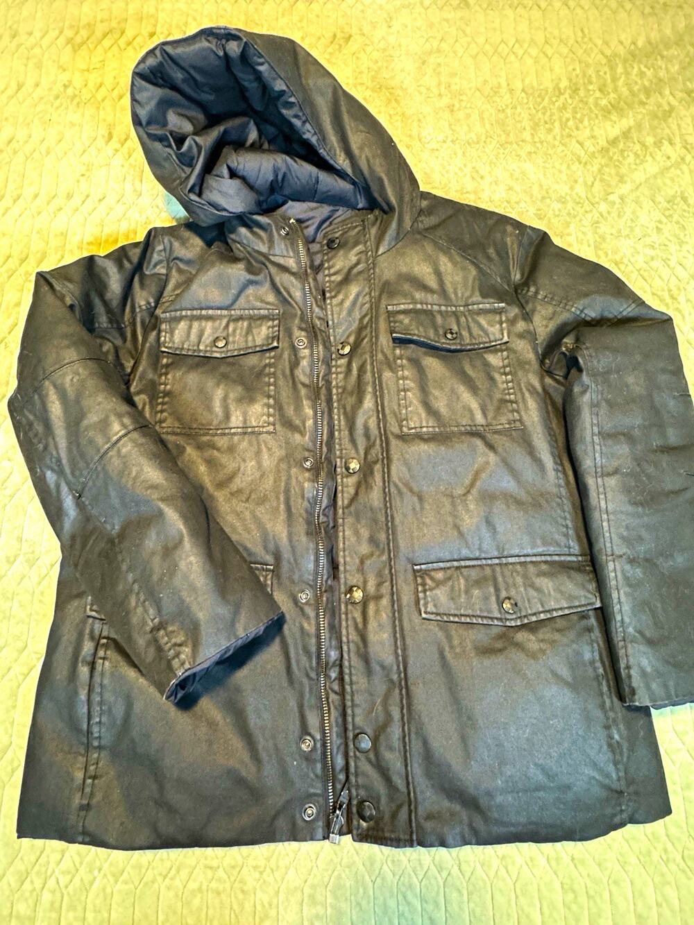 Vince Camuto Men’s Reversible Black Hooded Down Mid-Length Puffer Jacket Sz L